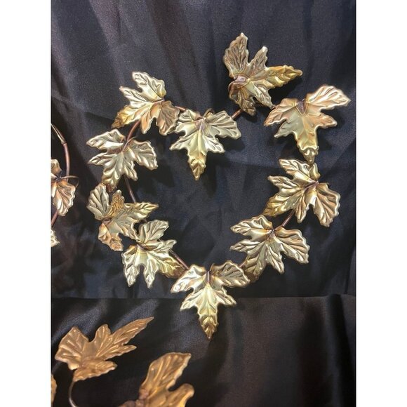 Vintage 3pc set Homco Brass Leaf Decor - Picture 3 of 9